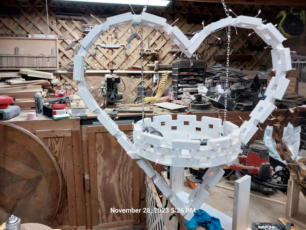 Handmade Hanging Wooden Heart with Flower Basket — 24" with 12" Basket