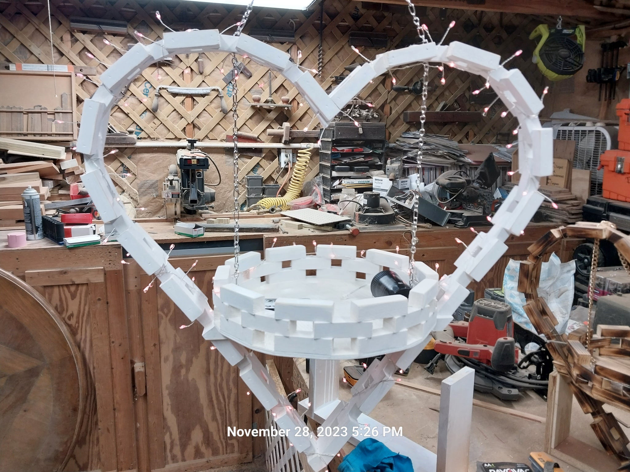 Handmade Hanging Wooden Heart with Flower Basket — 24" with 12" Basket