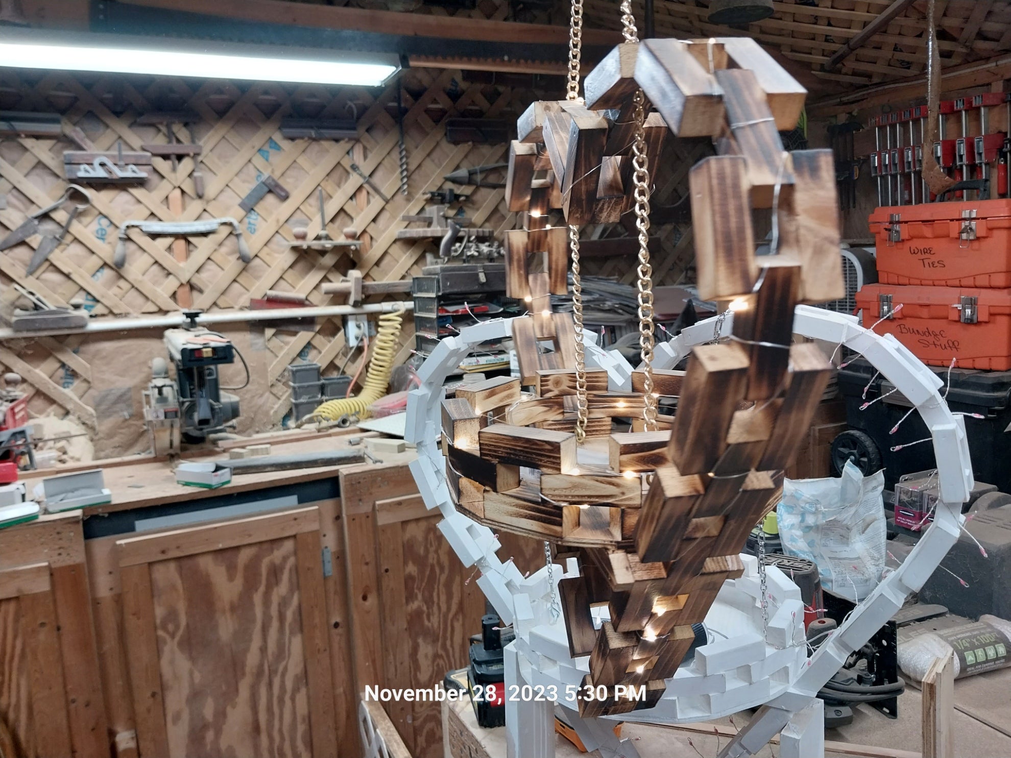Handmade Hanging Wooden Heart with Flower Basket — 18" with 9" Base
