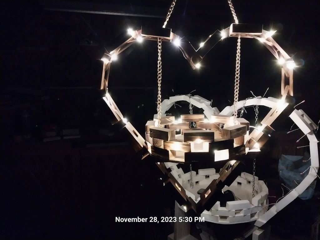 Handmade Hanging Wooden Heart with Flower Basket — 18" with 9" Base