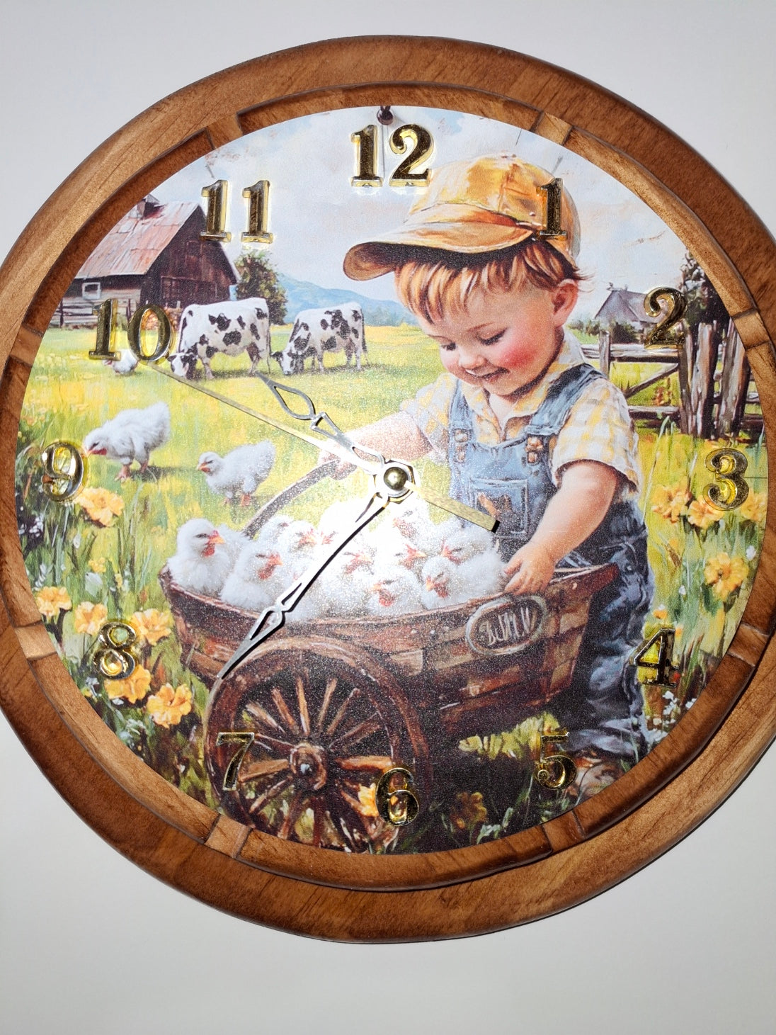 Handmade Wooden Wall Clock — 11", Farmhouse & Country Style