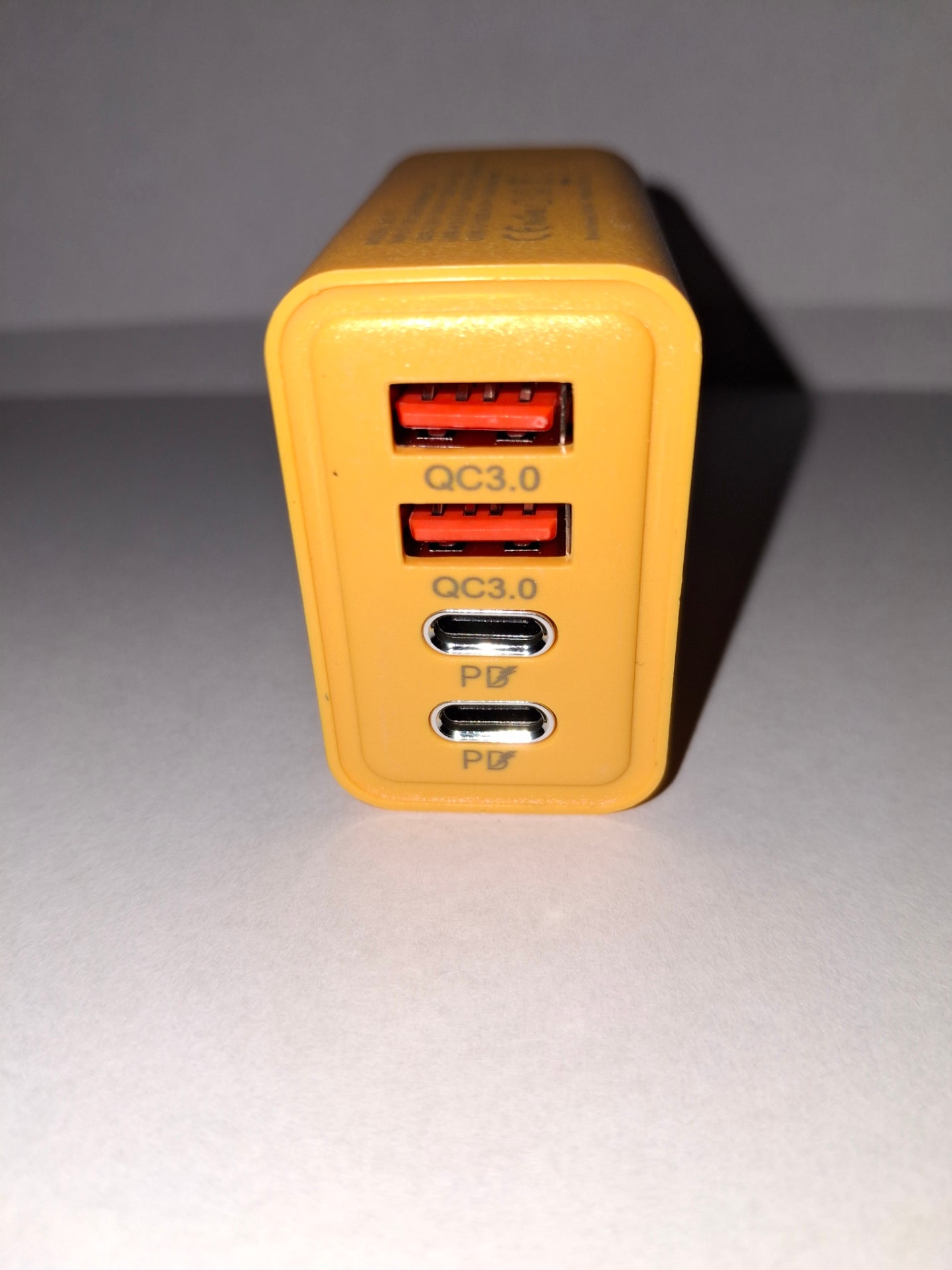 Fast Charging Wall Adapter — 4-Port USB & USB-C (Yellow)