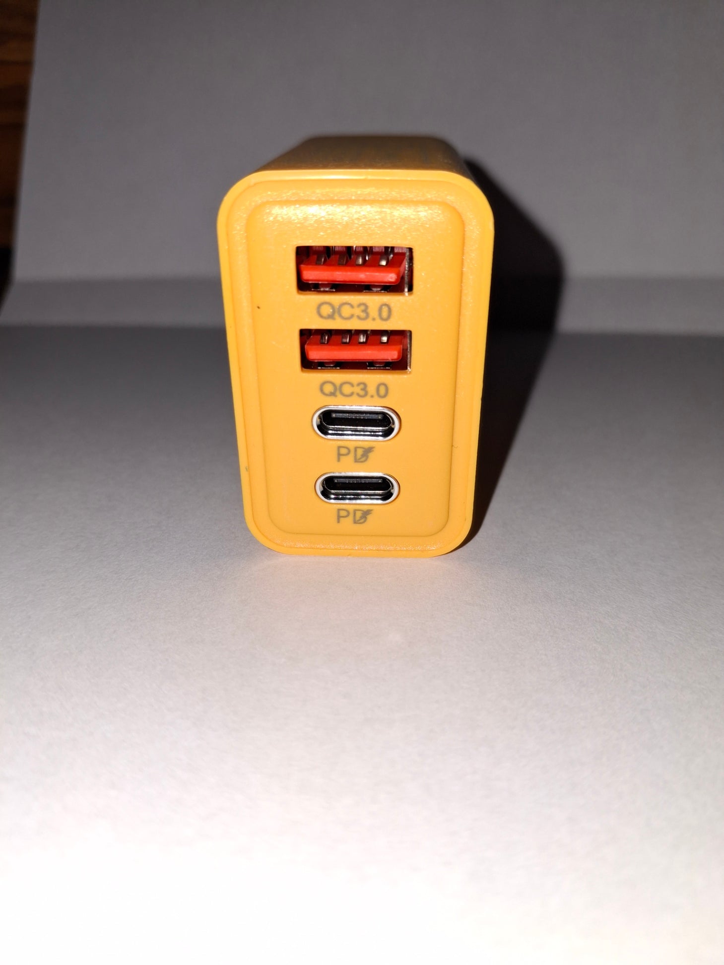 Fast Charging Wall Adapter — 4-Port USB & USB-C (Yellow)