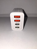 Fast Charging Wall Adapter — 4-Port USB & USB-C (White)