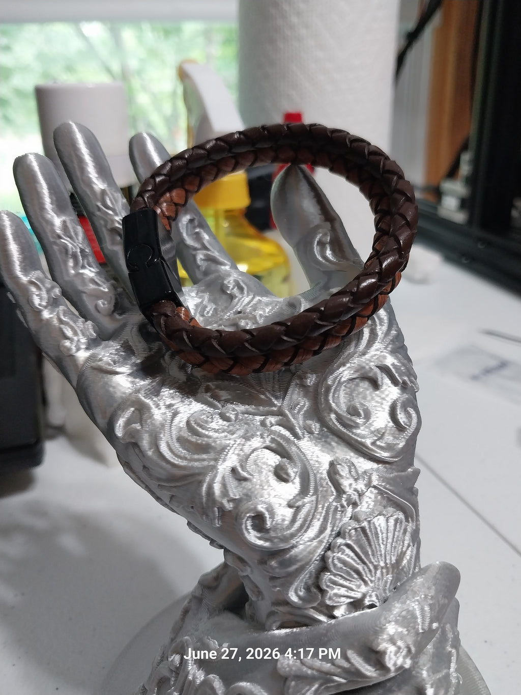 Braided Leather Bolo Cord Bracelet — Brown & Brown (Unisex) 2" ID