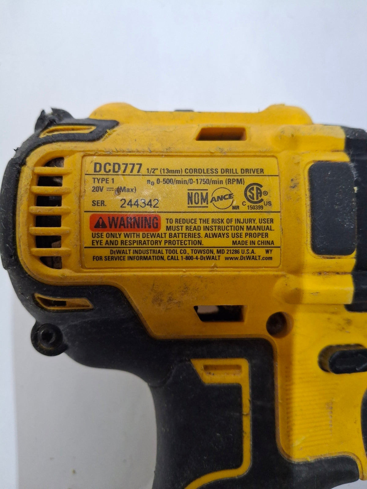 Used DeWalt DCD777 20V cordless drill/driver