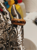 Zebra Wood With Amber Crushed Stone. Ring Size 9.5