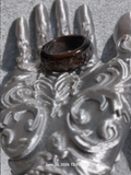 Wooden Ring Made From Whisky Barrel Wood With White/Clear Stone Inlay. Size 10.5