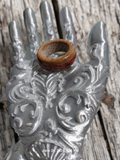 Wooden Ring Made From Whisky Barrel Wood With Red Inlay. Size 9