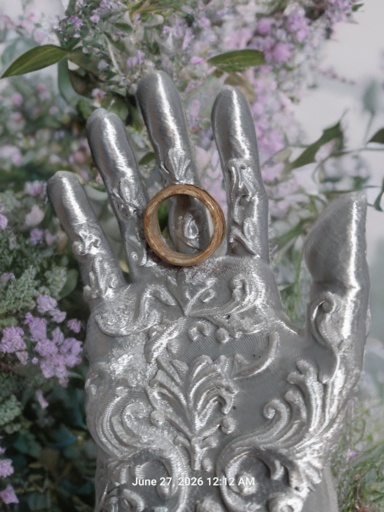 Handmade Maple Wood & Rose Glitter Ring — Size 6.25 (Made to Order)