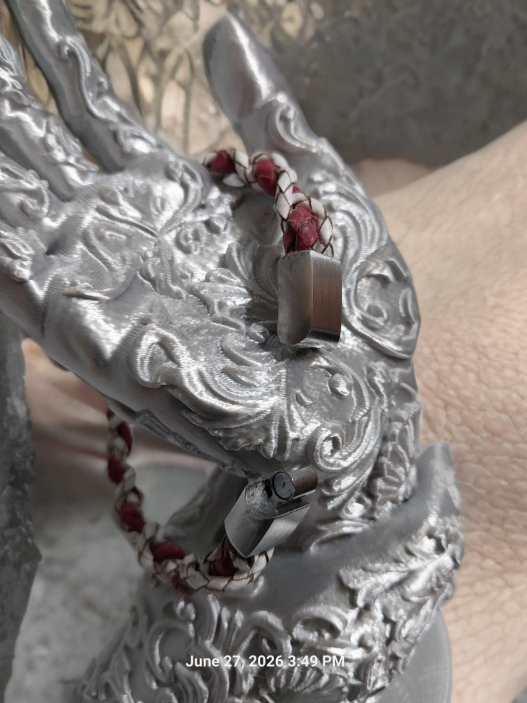 Braided Leather Bolo Cord Bracelet — Red & White (Unisex)