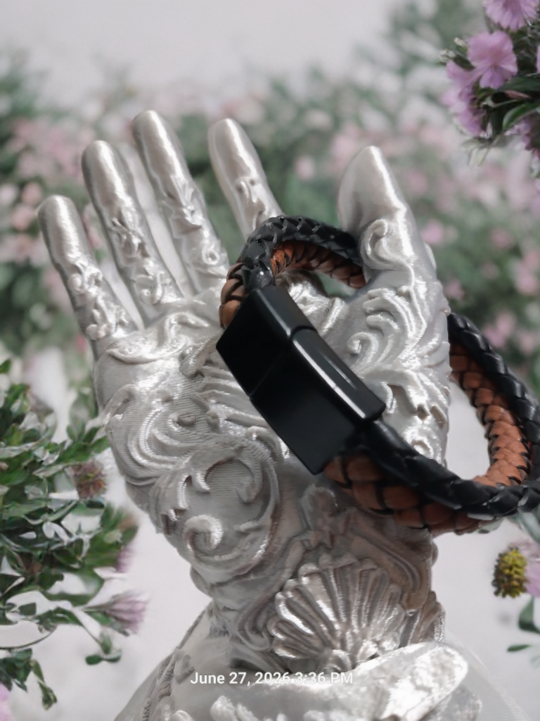 Braided Leather Bolo Cord Bracelet — Black & Brown (Unisex)