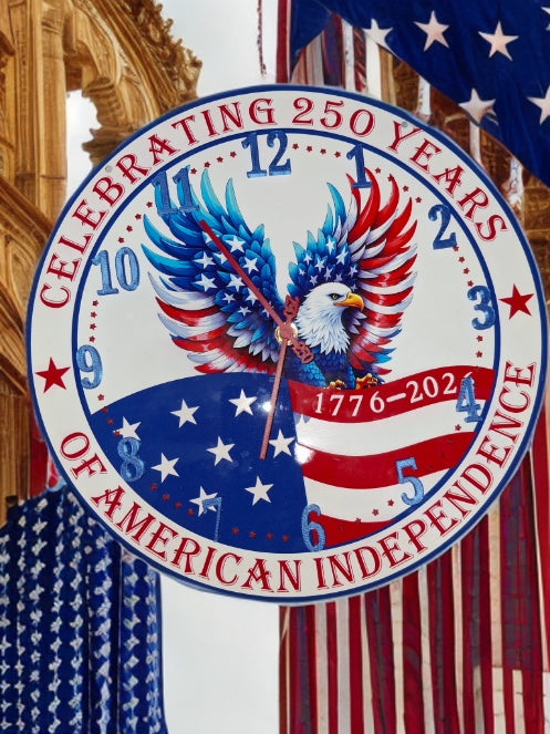 250th Anniversary Wall Clock — 12.5", Patriotic Red White & Blue