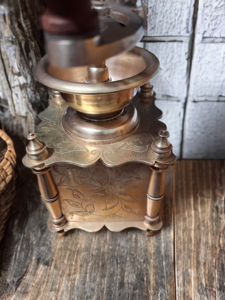 Antique Coffee Grinder, Brass
