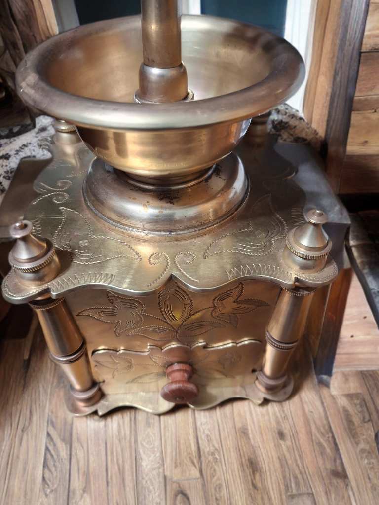 Antique Coffee Grinder, Brass