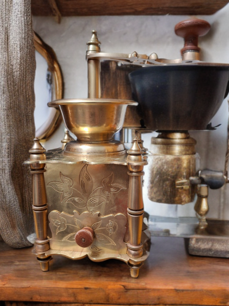 Antique Coffee Grinder, Brass