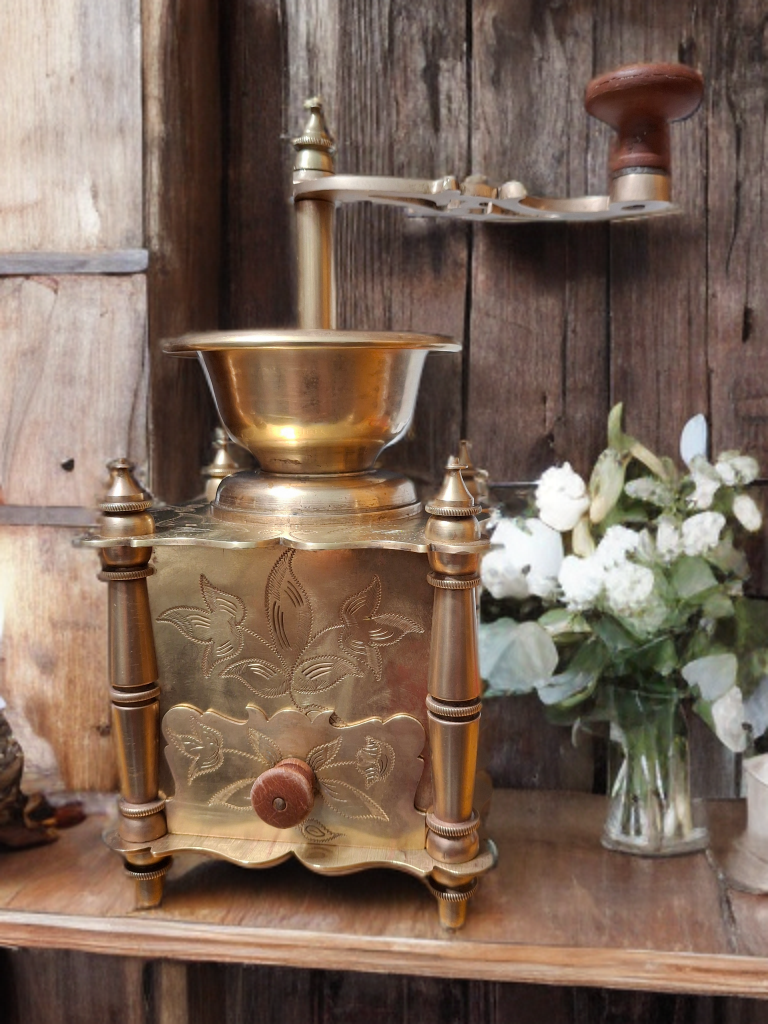 Antique Coffee Grinder, Brass