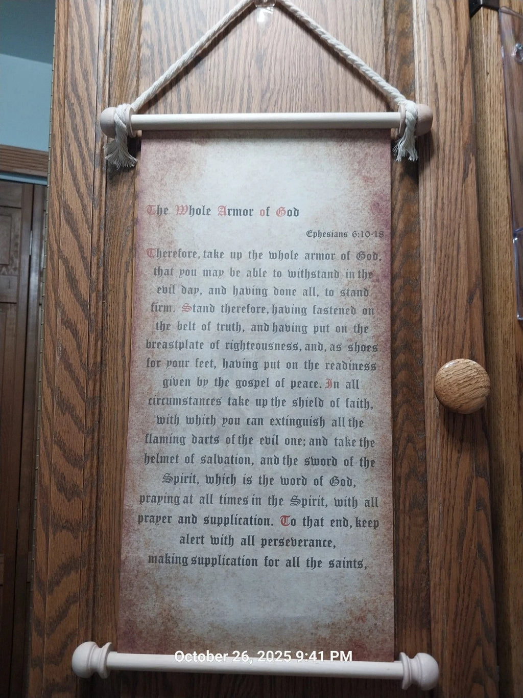 Handmade Christian Scroll — The Whole Armor of God (11×18")